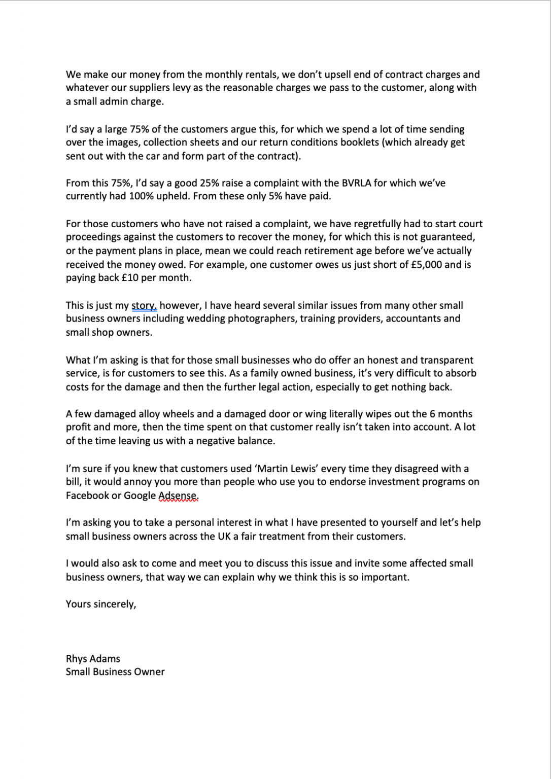 Open letter to Martin Lewis as a small business owner - 2 - Rhys Adams