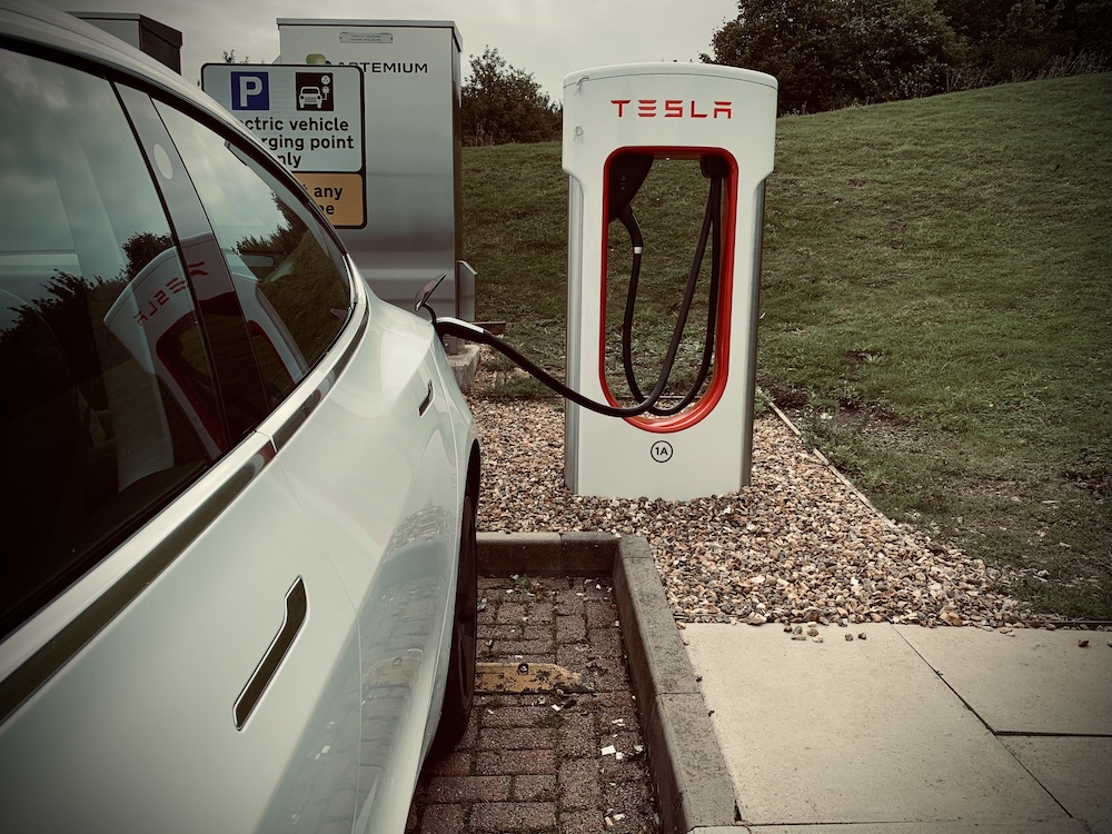 Tesla Supercharger at Warwick Services